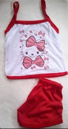 Imagem de Pijama Menina Moça Infantil Feminina Short Regata Malha Conjunto Camiseta Personagens Alça Baby Doll Atacado Algodão