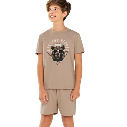 Imagem de Pijama Menino Juvenil AND.GO em Algodão com Estampa Urso Preto