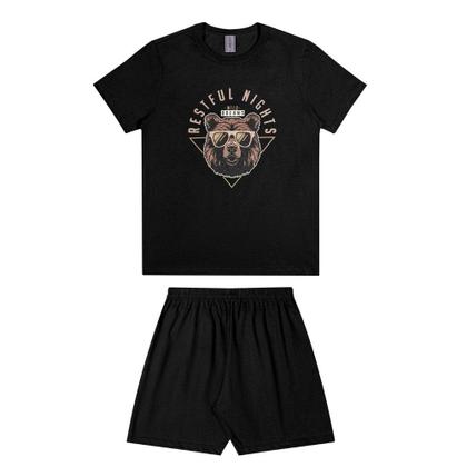 Imagem de Pijama Menino Juvenil AND.GO em Algodão com Estampa Urso Preto