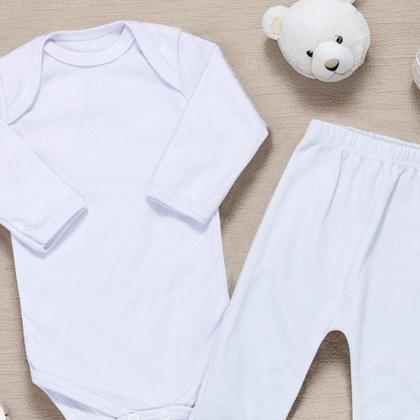 Imagem de Pijama para Bebê Confortável em Sudine 100% Algodão até 12 Meses