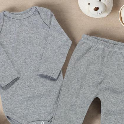 Imagem de Pijama para Bebê Confortável em Sudine 100% Algodão até 12 Meses