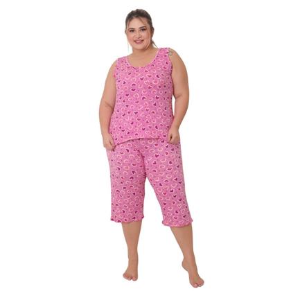 Imagem de Pijama Plus Size Capri Regata Verão Bermuda