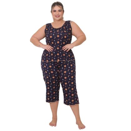 Imagem de Pijama Plus Size Capri Regata Verão Bermuda