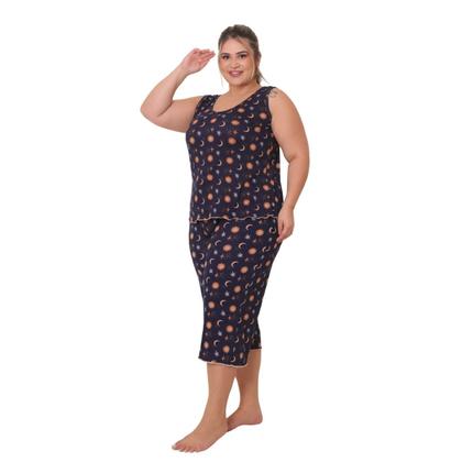 Imagem de Pijama Plus Size Capri Regata Verão Bermuda