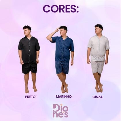 Imagem de Pijama Plus Size Diones Com Botões e Estampa Masculino