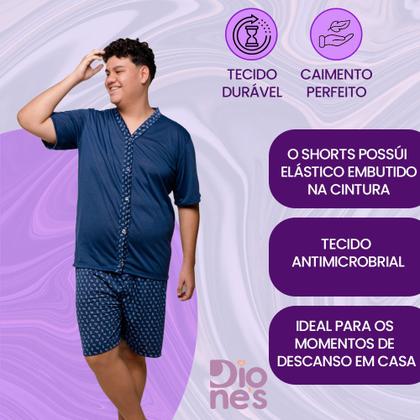 Imagem de Pijama Plus Size Diones Com Botões e Estampa Masculino