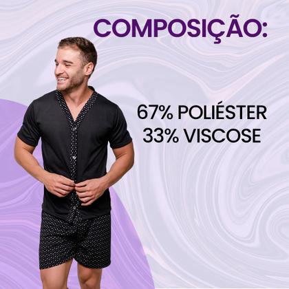 Imagem de Pijama Plus Size Diones Com Botões e Estampa Masculino