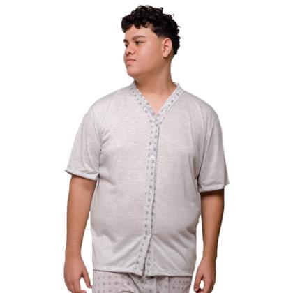 Imagem de Pijama Plus Size Diones Com Botões e Estampa Masculino