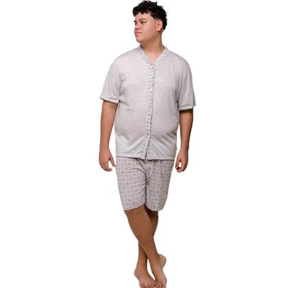 Imagem de Pijama Plus Size Diones Com Botões e Estampa Masculino