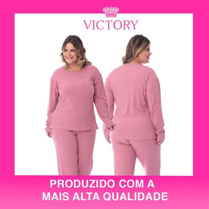 Imagem de Pijama Plus Size Frio Inverno Com Bordado Feminino Adulto