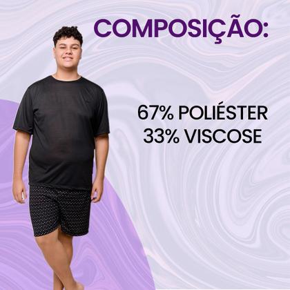 Imagem de Pijama Plus Size Masculino Camiseta Lisa e Shorts Estampado