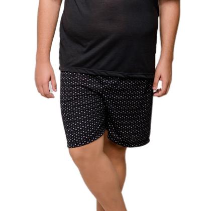 Imagem de Pijama Plus Size Masculino Camiseta Lisa e Shorts Estampado