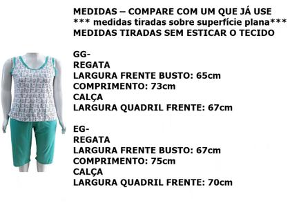 Imagem de Pijama Regata C/ Calça Capri Plus Size Corte Grande Gg - Eg