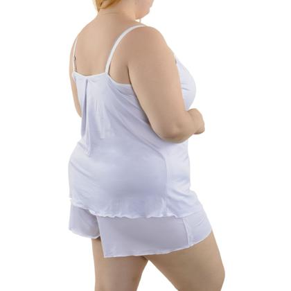 Imagem de Pijama Short Doll Plus em Liganete com Detalhe em Renda Santa Passion .