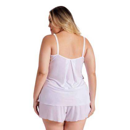 Imagem de Pijama Short Doll Plus em Liganete com Detalhe em Renda Santa Passion .