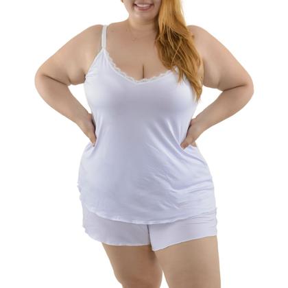 Imagem de Pijama Short Doll Plus em Liganete com Detalhe em Renda Santa Passion .