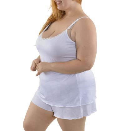 Imagem de Pijama Short Doll Plus em Liganete com Detalhe em Renda Santa Passion .