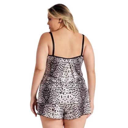 Imagem de Pijama Short Doll Plus em Liganete com Detalhe em Renda Santa Passion .