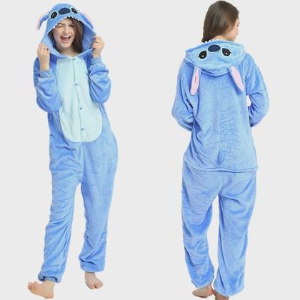 Imagem de Pijama Stitch Adulto Com Capuz 100% Algodão A Pronta Entrega