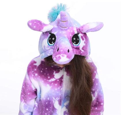 Imagem de Pijama Unicórnio Infantil Macacão Com Capuz Quentinho Dormir - MimoMigs