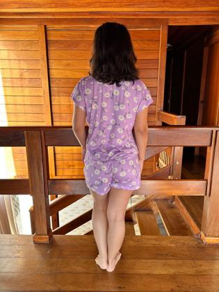 Imagem de Pijama Verão Conjunto Suede Manguinha Baby Doll Short Doll Estampado