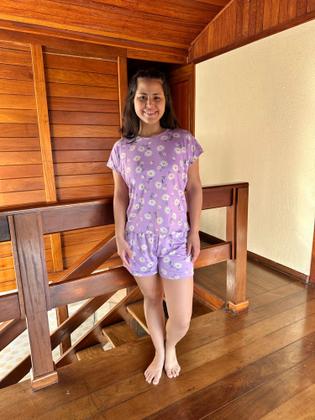 Imagem de Pijama Verão Conjunto Suede Manguinha Baby Doll Short Doll Estampado