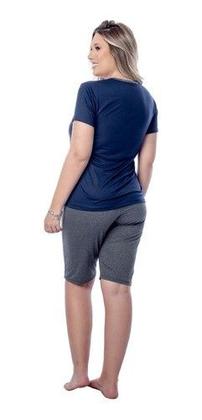 Imagem de Pijama Verão Malha Pv Pijama Bermuda Blusa Baby Look