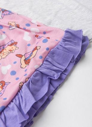 Imagem de Pijama Verão Menina Mescla Blusa e Shorts com Babado Cachorrinhos