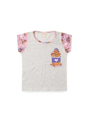 Imagem de Pijama Verão Menina Mescla Blusa e Shorts com Babado Cachorrinhos