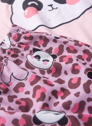 Imagem de Pijama Verão Menina Rosa Regata e Shorts Panda