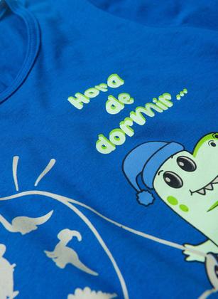 Imagem de Pijama Verão Menino Royal Camiseta Brilha no Escuro e Bermuda Dino Dorminhoco