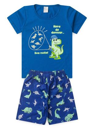 Imagem de Pijama Verão Menino Royal Camiseta Brilha no Escuro e Bermuda Dino Dorminhoco