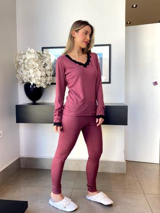 Imagem de Pijama Viscose Canelada Eloá Telha