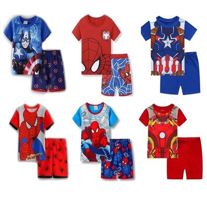 Imagem de Pijamas De Verão Para Crianças Spiderman Steelman Conjunto De Pijamas De Manga Curta Com Estampa De