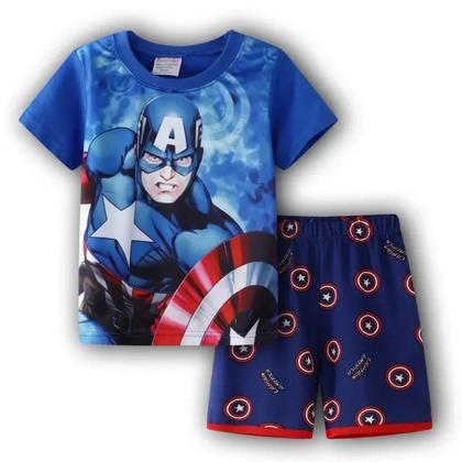 Imagem de Pijamas De Verão Para Crianças Spiderman Steelman Conjunto De Pijamas De Manga Curta Com Estampa De