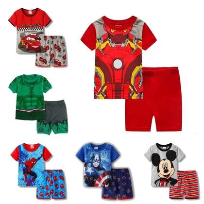 Imagem de Pijamas De Verão Para Crianças Spiderman Steelman Conjunto De Pijamas De Manga Curta Com Estampa De