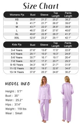 Imagem de Pijamas Schbbbta Girls, seda acetinada, manga comprida, 2 peças de lavanda 7-8Y