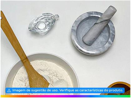 Imagem de Pilão de Mármore com Socador Utensílio Profissional Cozinha Temperos Naturais Triturador Culinário