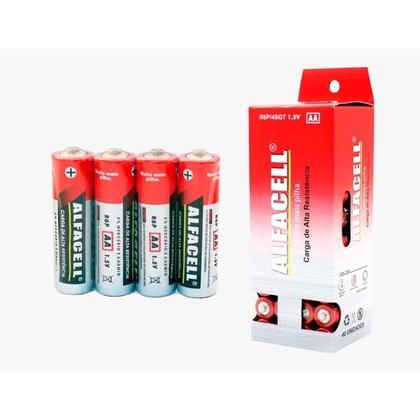 Imagem de Pilha AA comum Pilhas AAA Palito ALFACELL Super Hyper Cartela Com 4 Unidades