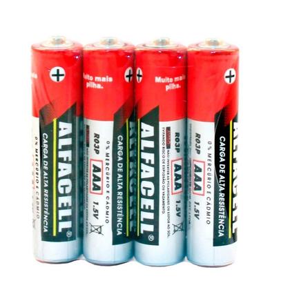 Imagem de Pilha AA comum Pilhas AAA Palito ALFACELL Super Hyper Cartela Com 4 Unidades