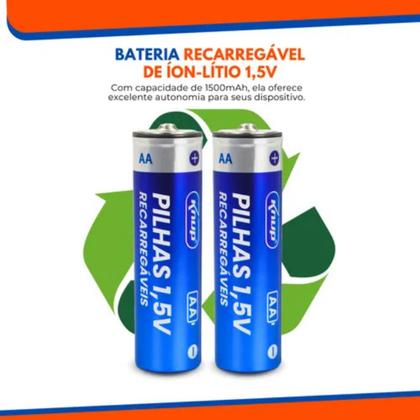 Imagem de Pilha AA Recarregável USB-C com 2 pilhas 2200mAh KP-2700AA - Knup