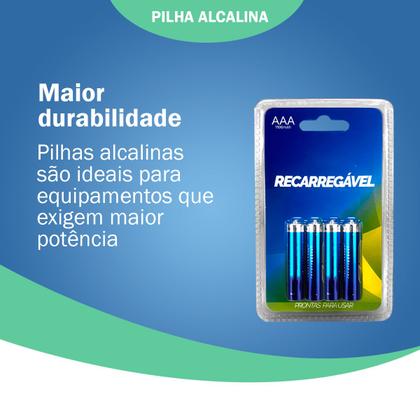 Imagem de Pilha AAAA Recarregavel Alcalina Com 8 Un.Prontas Para Usar