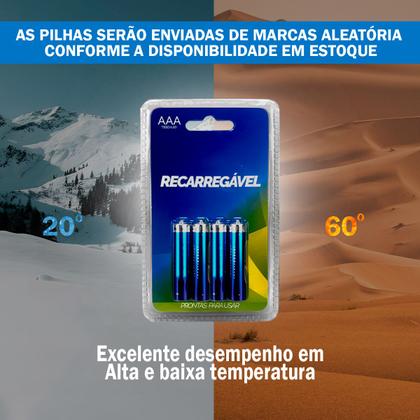 Imagem de Pilha AAAA Recarregavel Alcalina Com 8 Un.Prontas Para Usar