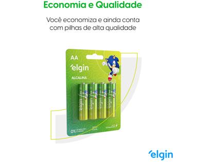 Pilha Alcalina AA ELE000000082153 Elgin 1,5V 4 Unidades Imagem de Pilha Alcalina AA ELE000000082153 Elgin 1,5V 4 Unidades