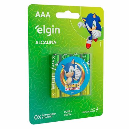 Imagem de Pilha Alcalina AAA com 4 unidades Elgin Palito