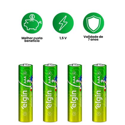 Imagem de Pilha Alcalina AAA com 4 unidades Elgin Palito