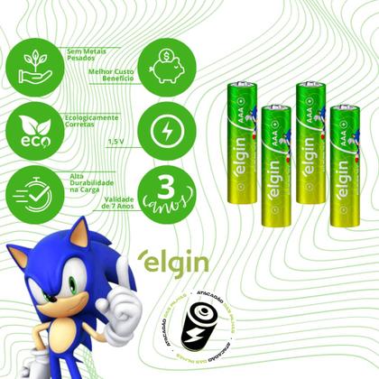 Imagem de Pilha Alcalina Aaa Elgin Com 16 Unidades Longa Duração