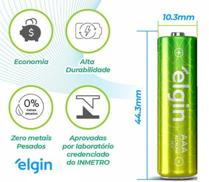 Imagem de Pilha Alcalina Palito AAA Cartela 02UN ELGIN