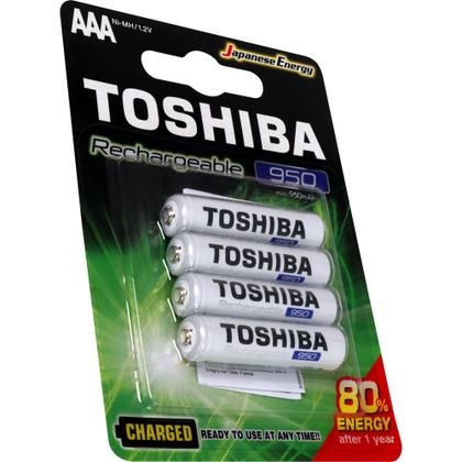 Imagem de Pilha Recarregável AAA 1,2V 950mAh TNH3GAE TOSHIBA (Cartela com 4 unid.)