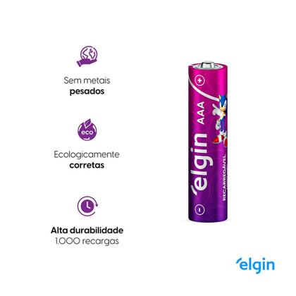 Imagem de Pilha Recarregável AAA Palito - 1.000Mah Blister com 4 Unidades